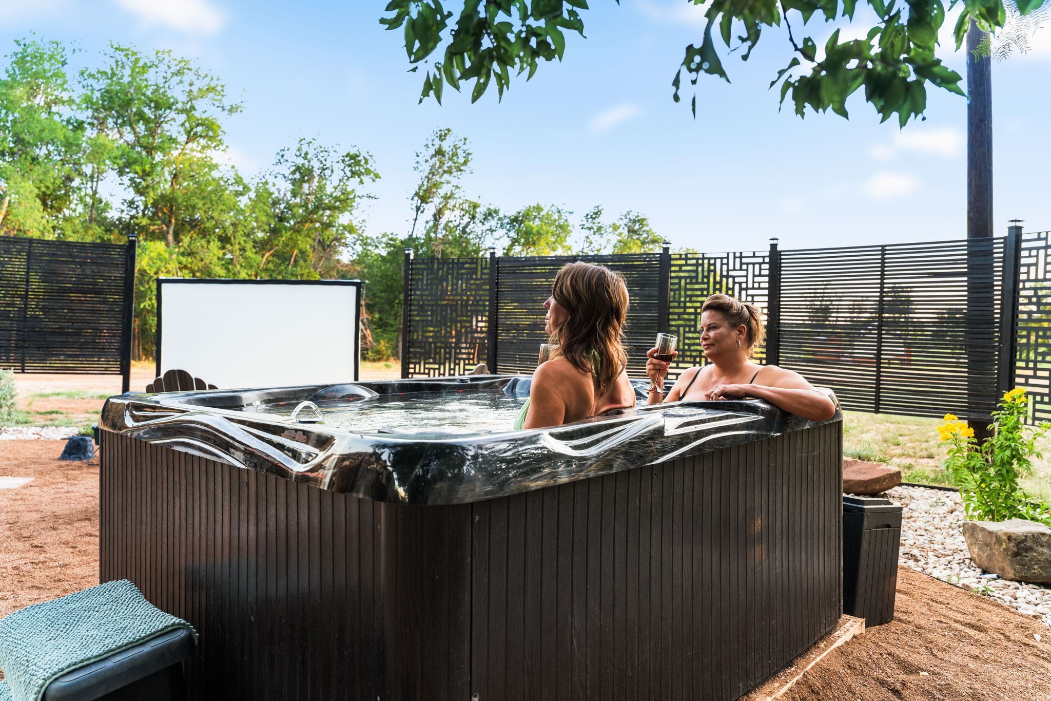 women in hot tub
