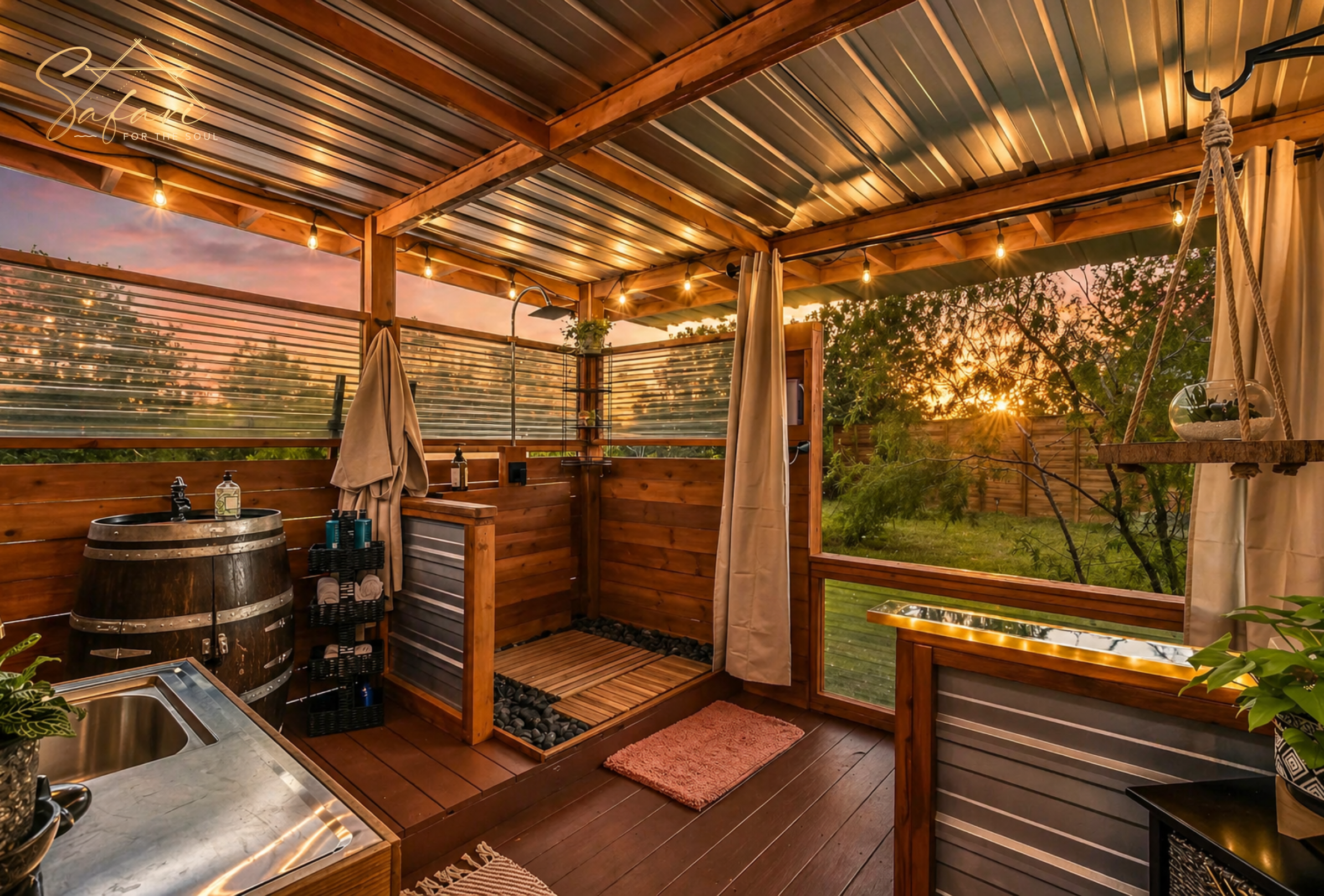 Private Outdoor Luxury Bathroom | Cosmic Nights Marble Falls, TX
