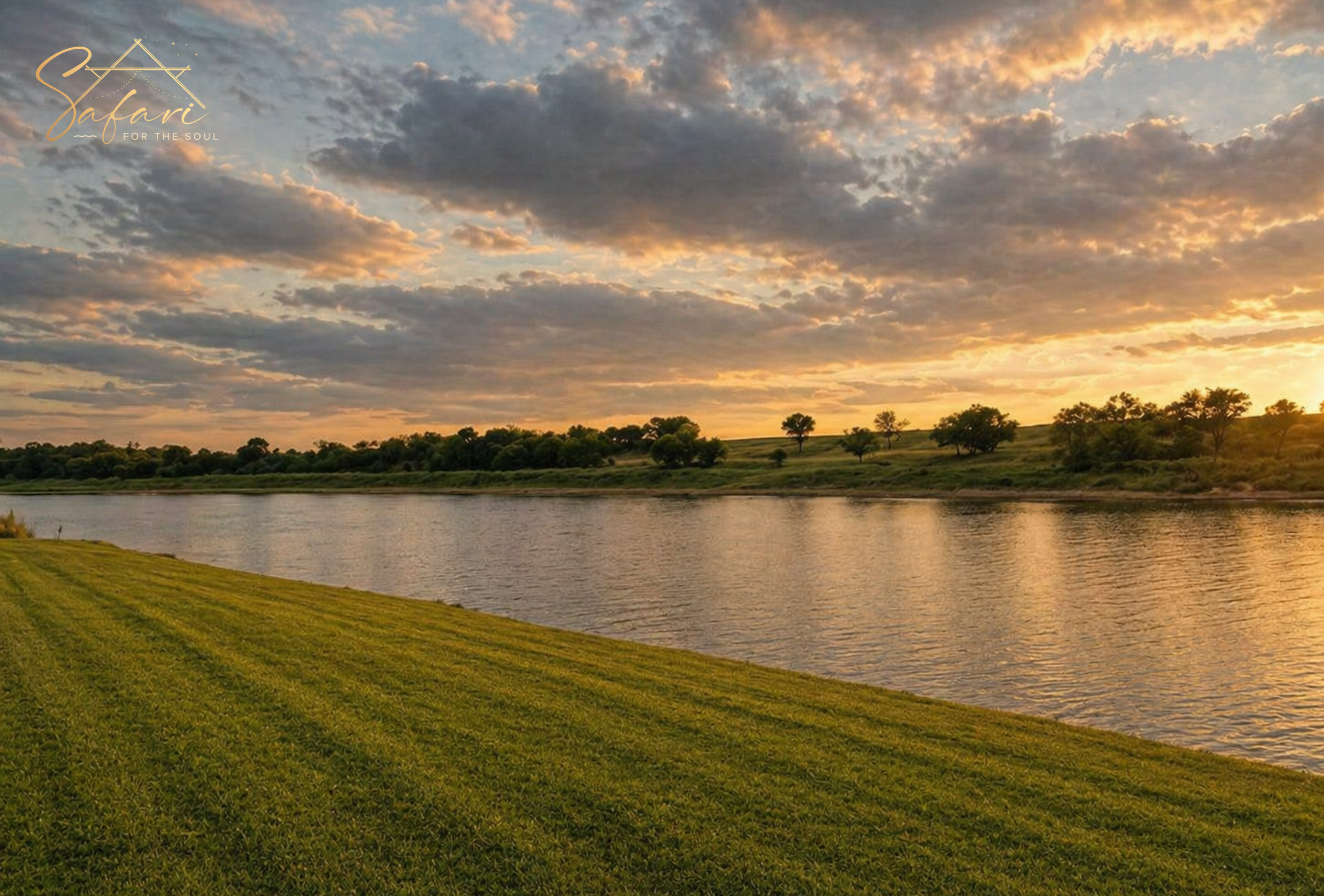 Scenic riverfront landscape at sunset near Moonlight Magic Yurt in Marble Falls Texas