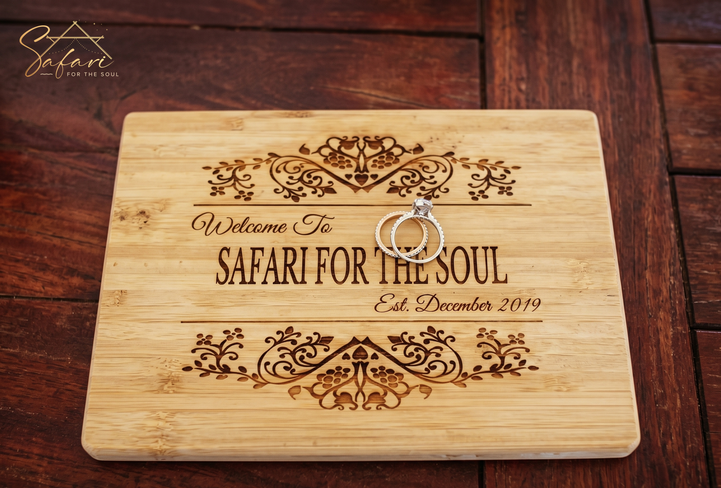 Engraved welcome board Moonlight Magic Yurt Marble Falls Texas